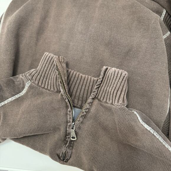 BKE Men’s Size M Brown Distressed Mockneck Half Zip Pullover Sweater #3553 - Picture 2 of 9